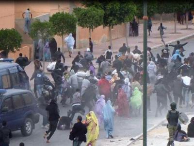 قوات الاحتلال المغربي تقمع مظاهرة للشعب الصحراوي