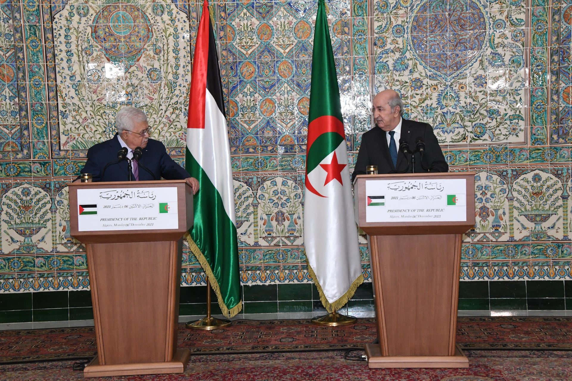 Conférence de presse du président Abdelmadjid Tebboune et le président Mahmoud Abbas
