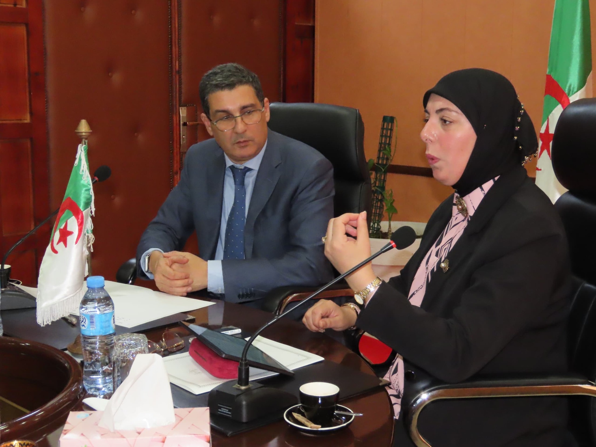 السيد آيت مسعودان والسيدة بن مولود يشرفان على اجتماع لتقييم مدى تقدم مشروع  رقمنة قطاع الصحة