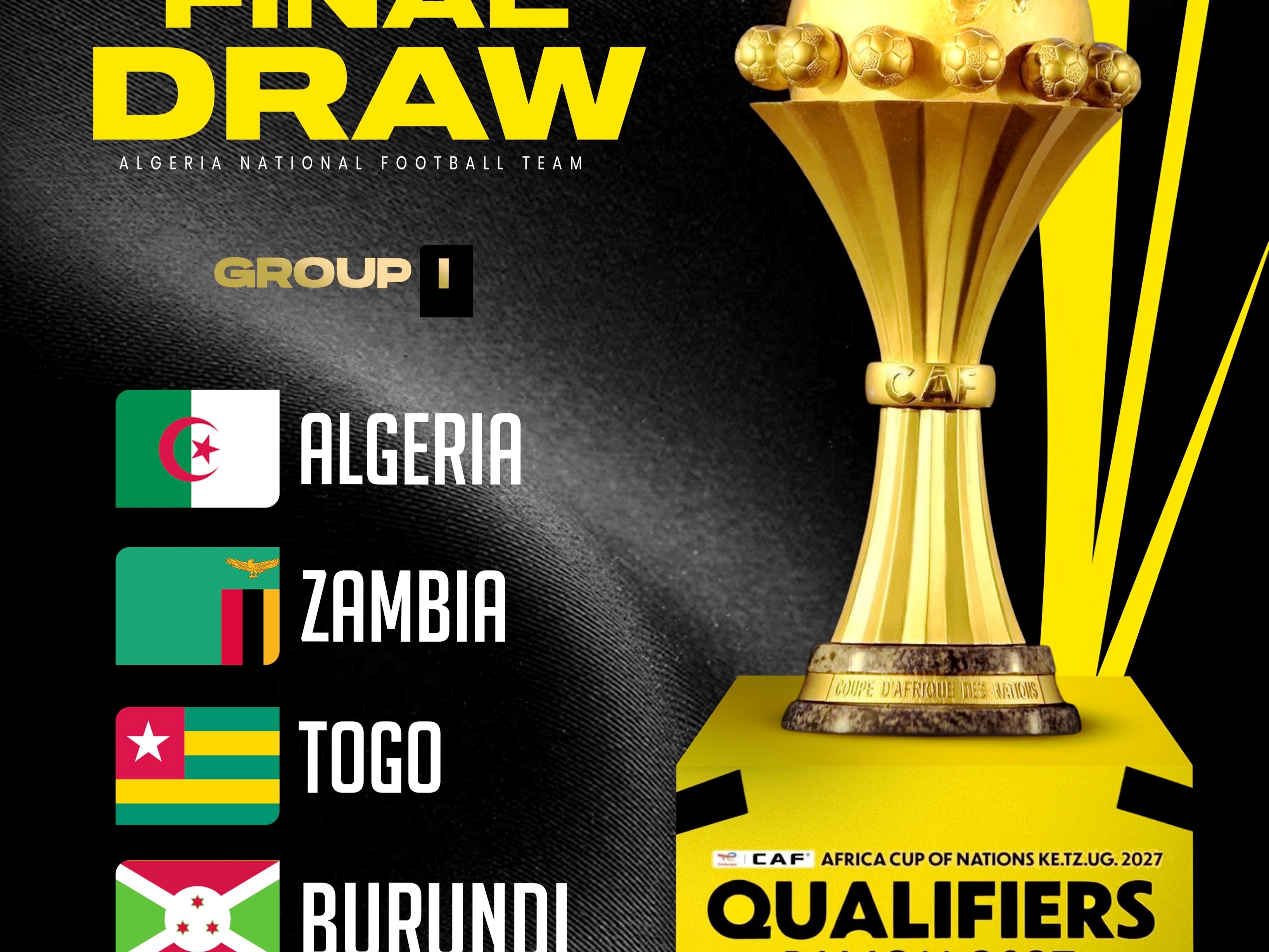 تصفيات كأس إفريقيا للأمم 2027 (القرعة): المنتخب الوطني الجزائري  في المجموعة التاسعة