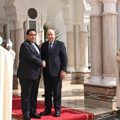 رئيس الجمهورية عبد المجيد تبون ورئيس المجلس الرئاسي الليبي محمد المنفي