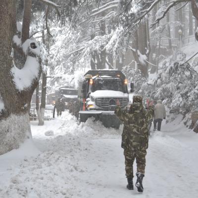 Route coupée par la neige
