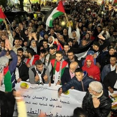المغرب : مسيرات شعبية تضامنا مع الشعب الفلسطيني وتنديدا بالتطبيع مع الكيان الصهيوني