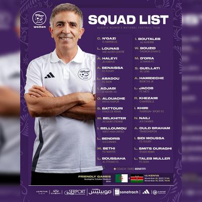 Benstiti convoque 26 joueuses pour la double confrontation face au Kenya