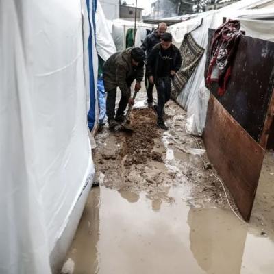 فلسطين المحتلة : ربع مليون نازح متضرر بسبب المنخفض الجوي الذي يضرب قطاع غزة