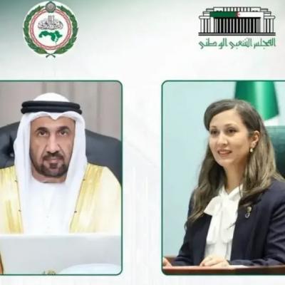 رئيس البرلمان العربي يهنئ السيدة خليدة بوفدش بمناسبة انتخابها رئيسة للمجلس الشعبي الوطني
