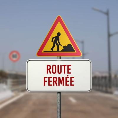 Route fermée pour travaux