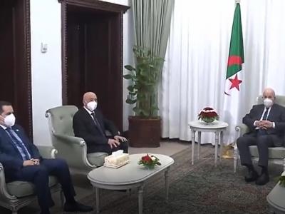 Le président de la République, M. Abdelmadjid Tebboune avec le président du Parlement libyen, Aguila Salah Isaa.