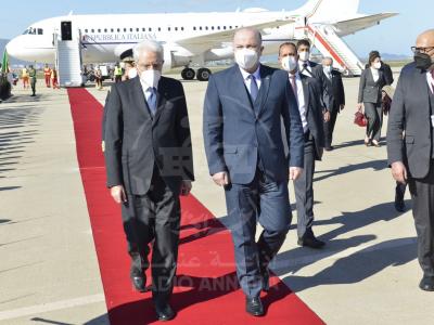 وصول الرئيس الايطالي إلى مطار عنابة