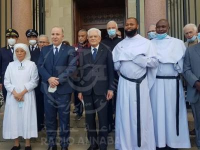 Le président italien, Sergio Mattarella, visite la Basilique Saint-Augustin 