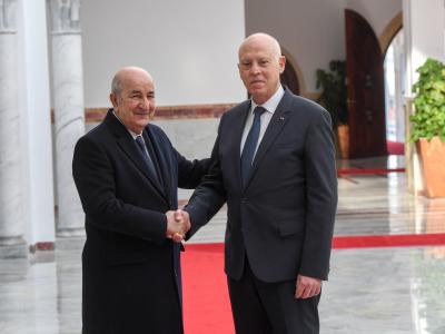Le Président Tebboune avec son homologue tunisien, Kaïs Saied