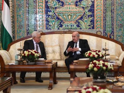 Abdelmadjid Tebboune, président de la République, avec Mahmoud Abbas