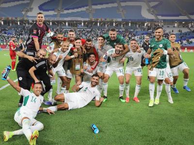 Joie des joueurs de l'équipe nationale de football