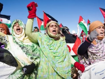 جانب من مظاهرات لنساء صحراويات ضد الاحتلال المغربي