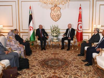 Brahim Ghali accueilli par son homologue tunisien Kaïs Saïed