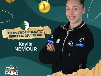 رئيس الجمهورية يهنئ البطلة الأولمبية كيليا نمور لتتويجها في منافسات كأس  العالم للجمباز الفني بالقاهرة