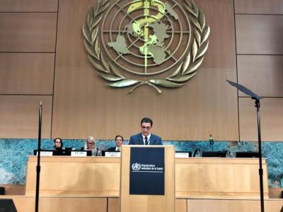 السيد آيت مسعودان يبرز بجنيف التزام الجزائر الثابت بمبادئ التضامن الدولي  والعدالة الصحية
