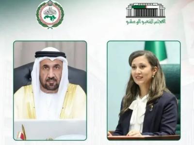 رئيس البرلمان العربي يهنئ السيدة خليدة بوفدش بمناسبة انتخابها رئيسة للمجلس الشعبي الوطني